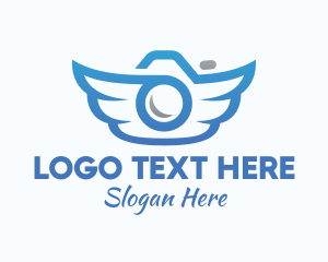 Angel - Gradient Blue Wings Camera logo design