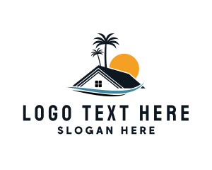 Surfing - Tropical Beach Home logo design