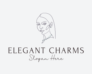 Necklace - Pearl Necklace Woman logo design