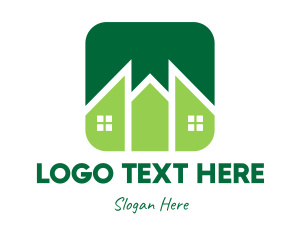 Square - Green Pointed House logo design