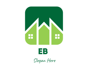 Geometric - Green Pointed House logo design
