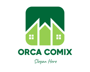 Pointed - Green Pointed House logo design