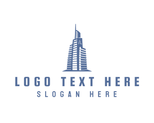 Initial - Blue A Building logo design