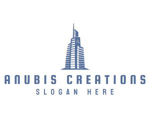 Blue A Building logo design