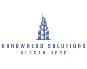 Blue A Building logo design