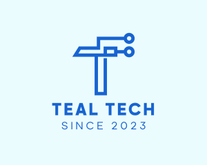 Tech Circuit Letter T logo design