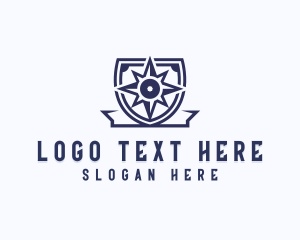 Traveler - Compass Shield Navigation logo design