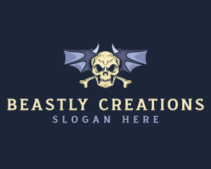 Monster Wings Skull logo design