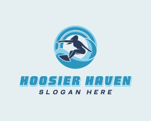 Ocean Wave Surfing Logo