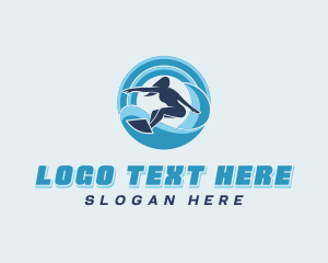 Ocean Wave Surfing Logo