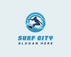 Ocean Wave Surfing logo design