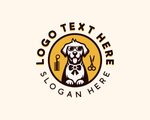 Cartoon - Bowtie Dog Grooming logo design