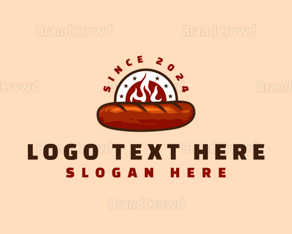 Bratwurst Flame Sausage Logo