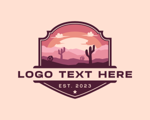 Western - Cactus Tumbleweed Desert logo design