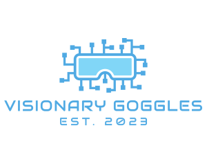 Goggles - Technology Circuit VR Goggles logo design