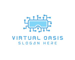 Technology Circuit VR Goggles logo design