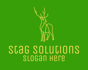 Green Yellow Reindeer Stag logo design