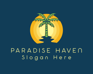 Sunset Palm Tree logo design