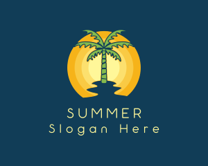 Sunset Palm Tree logo design