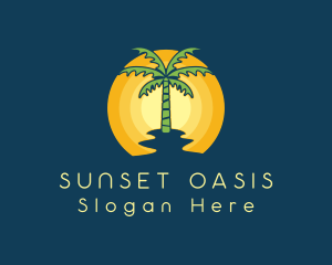 Sunset Palm Tree logo design