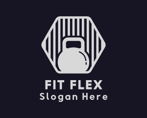 Fitness - Hexagon Fitness Kettlebell logo design