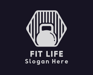 Fitness - Hexagon Fitness Kettlebell logo design