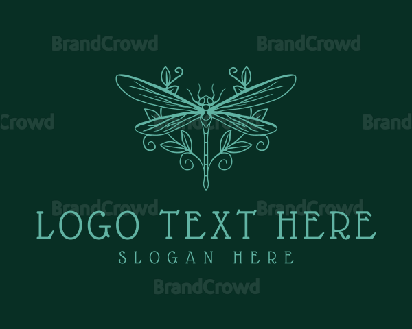 Dragonfly Nature Wreath Logo