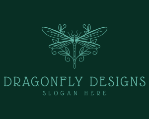 Dragonfly Nature Wreath logo design