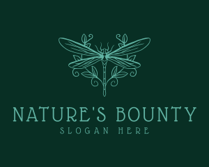 Dragonfly Nature Wreath logo design