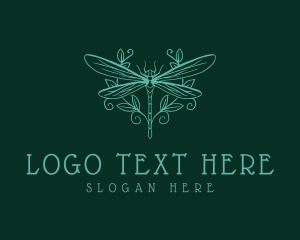 Winery - Dragonfly Nature Wreath logo design