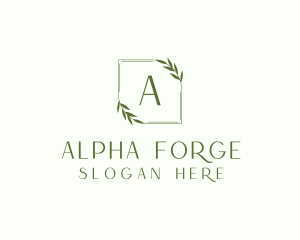 Aesthetic Leaf Frame logo design