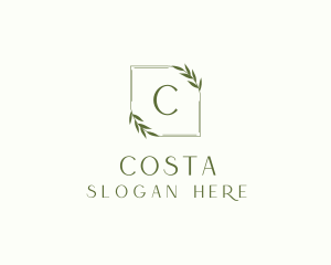 Aesthetic Leaf Frame logo design