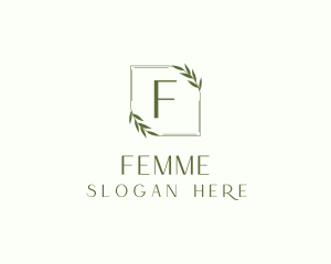 Aesthetic Leaf Frame logo design