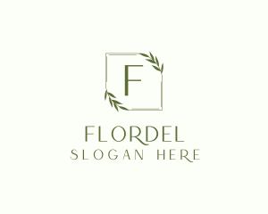 Aesthetic Leaf Frame logo design