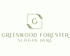 Aesthetic Leaf Frame logo design