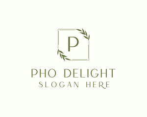 Aesthetic Leaf Frame logo design