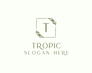 Aesthetic Leaf Frame logo design