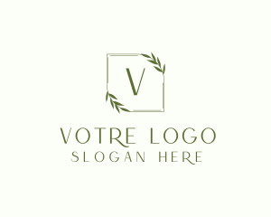 Aesthetic Leaf Frame logo design