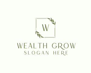 Aesthetic Leaf Frame logo design