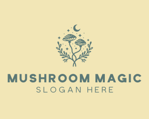 Mushroom - Moon Star Mushroom logo design