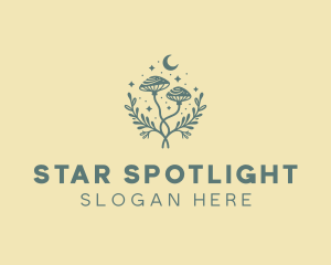 Moon Star Mushroom logo design