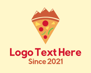 Kitchen - Mountain Pizza Slice logo design