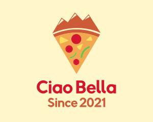 Mountain Pizza Slice logo design