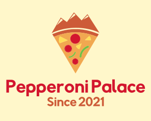 Pepperoni - Mountain Pizza Slice logo design