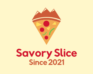 Mountain Pizza Slice logo design