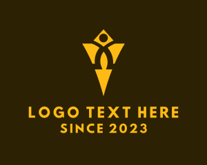 Golden - Human Trophy Statue logo design