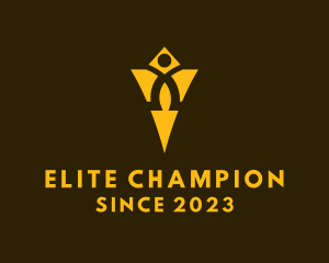 Champion - Human Trophy Statue logo design
