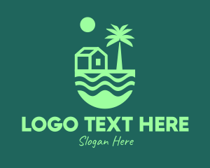 Surfing - Green Beach House logo design
