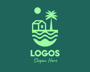 Seaside - Green Beach House logo design