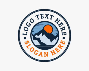 Skiing - Sun Mountain Peak Emblem logo design